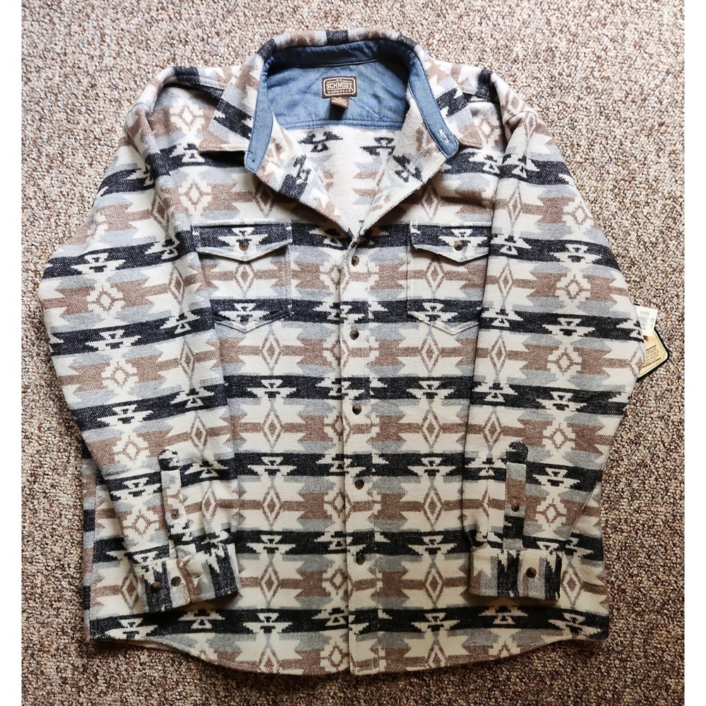 CE Schmidt Workwear Men's 2XL Southwest Aztec Button Down Blanket Shirt Jacket